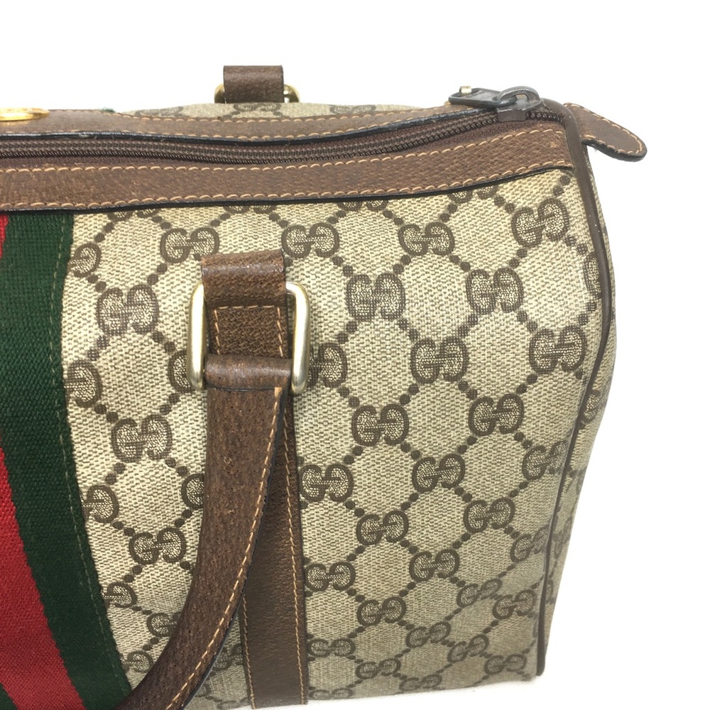 Authentic Gucci brown monogram coated canvas Boston satchel bag - Picture 10 of 16